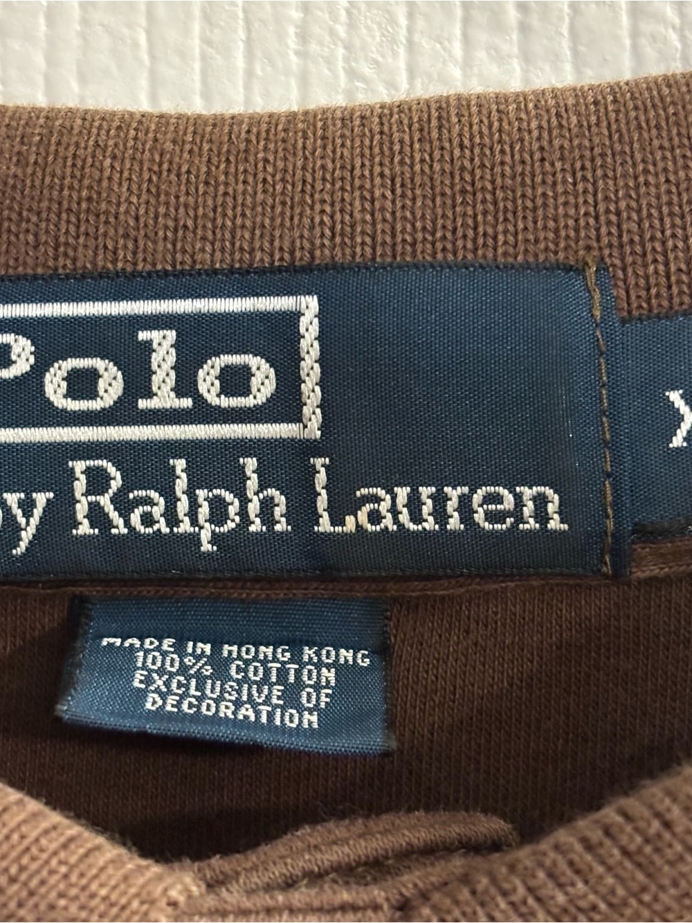 Vintage Polo Ralph Lauren Polo Shirt Brown XL Made in Hong Kong 100% Cotton USA - Picture 3 of 8